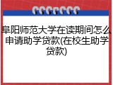 阜阳师范大学在读期间怎么申请助学贷款(在校生助学贷款)