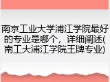 南京工业大学浦江学院最好的专业是哪个，详细阐述(南工大浦江学院王牌专业)