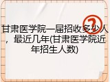 甘肃医学院一届招收多少人，最近几年(甘肃医学院近年招生人数)