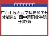 广西中远职业学院要多少分才能进(广西中远职业学院分数线)