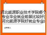 河北能源职业技术学院哪个专业毕业就业前景比较好(河北能源学院好就业专业)