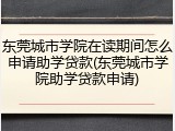 东莞城市学院在读期间怎么申请助学贷款(东莞城市学院助学贷款申请)