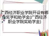 广西经济职业学院开设有哪些奖学和助学金(广西经济职业学院奖助学金)