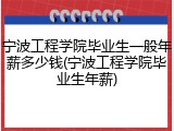 宁波工程学院毕业生一般年薪多少钱(宁波工程学院毕业生年薪)