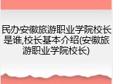 民办安徽旅游职业学院校长是谁,校长基本介绍(安徽旅游职业学院校长)