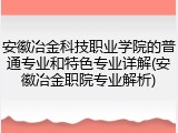 安徽冶金科技职业学院的普通专业和特色专业详解(安徽冶金职院专业解析)