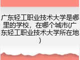 广东轻工职业技术大学是哪里的学校，在哪个城市(广东轻工职业技术大学所在地)