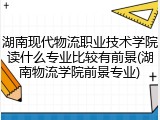 湖南现代物流职业技术学院读什么专业比较有前景(湖南物流学院前景专业)