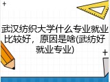 武汉纺织大学什么专业就业比较好，原因是啥(武纺好就业专业)