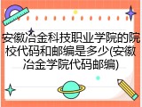 安徽冶金科技职业学院的院校代码和邮编是多少(安徽冶金学院代码邮编)