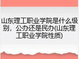 山东理工职业学院是什么级别，公办还是民办(山东理工职业学院性质)