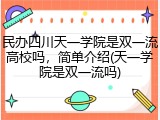 民办四川天一学院是双一流高校吗，简单介绍(天一学院是双一流吗)