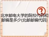 北京邮电大学的院校代码和邮编是多少(北邮邮编代码)