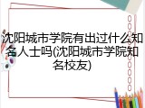 沈阳城市学院有出过什么知名人士吗(沈阳城市学院知名校友)