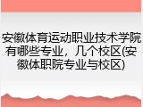 安徽体育运动职业技术学院有哪些专业，几个校区(安徽体职院专业与校区)