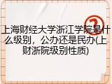 上海财经大学浙江学院是什么级别，公办还是民办(上财浙院级别性质)