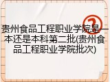 贵州食品工程职业学院是一本还是本科第二批(贵州食品工程职业学院批次)