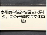 贵州商学院的校园文化是什么，简介(贵商校园文化简述)