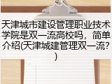 天津城市建设管理职业技术学院是双一流高校吗，简单介绍(天津城建管理双一流？)