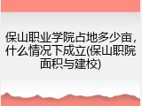保山职业学院占地多少亩，什么情况下成立(保山职院面积与建校)