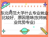 东北师范大学什么专业就业比较好，原因是啥(东师就业优势专业)