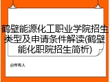 鹤壁能源化工职业学院招生类型及申请条件解读(鹤壁能化职院招生简析)