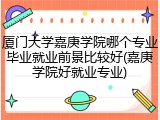 厦门大学嘉庚学院哪个专业毕业就业前景比较好(嘉庚学院好就业专业)