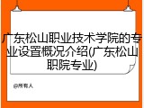 广东松山职业技术学院的专业设置概况介绍(广东松山职院专业)