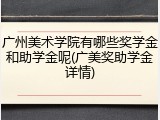广州美术学院有哪些奖学金和助学金呢(广美奖助学金详情)