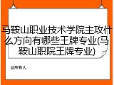 马鞍山职业技术学院主攻什么方向有哪些王牌专业(马鞍山职院王牌专业)