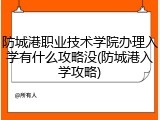 防城港职业技术学院办理入学有什么攻略没(防城港入学攻略)