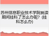 苏州信息职业技术学院就读期间挂科了怎么办呢？(挂科怎么办)