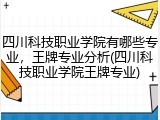 四川科技职业学院有哪些专业，王牌专业分析(四川科技职业学院王牌专业)