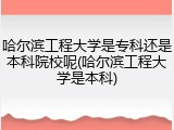 哈尔滨工程大学是专科还是本科院校呢(哈尔滨工程大学是本科)
