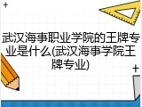 武汉海事职业学院的王牌专业是什么(武汉海事学院王牌专业)