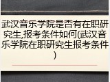 武汉音乐学院是否有在职研究生,报考条件如何(武汉音乐学院在职研究生报考条件)