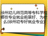 徐州幼儿师范高等专科学校哪些专业就业前景好，为什么(徐州幼专好就业专业)