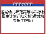 运城幼儿师范高等专科学校招生计划详细分析(运城幼专招生解析)
