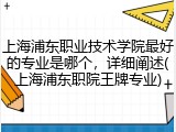 上海浦东职业技术学院最好的专业是哪个，详细阐述(上海浦东职院王牌专业)