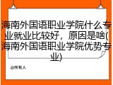 海南外国语职业学院什么专业就业比较好，原因是啥(海南外国语职业学院优势专业)