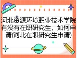 河北资源环境职业技术学院有没有在职研究生，如何申请(河北在职研究生申请)