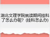 湖北文理学院就读期间挂科了怎么办呢？(挂科怎么办)