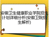 安徽卫生健康职业学院招生计划详细分析(安徽卫院招生解析)