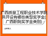 广西质量工程职业技术学院共开设有哪些类型奖学金(广西职院奖学金类别)