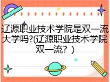 辽源职业技术学院是双一流大学吗?(辽源职业技术学院双一流？)