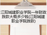 江阳城建职业学院一年财政拨款大概多少钱(江阳城建职业学院拨款)
