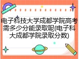 电子科技大学成都学院高考需多少分能录取呢(电子科大成都学院录取分数)
