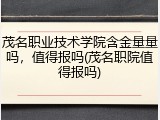 茂名职业技术学院含金量量吗，值得报吗(茂名职院值得报吗)