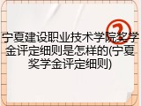 宁夏建设职业技术学院奖学金评定细则是怎样的(宁夏奖学金评定细则)