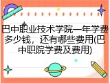 巴中职业技术学院一年学费多少钱，还有哪些费用(巴中职院学费及费用)